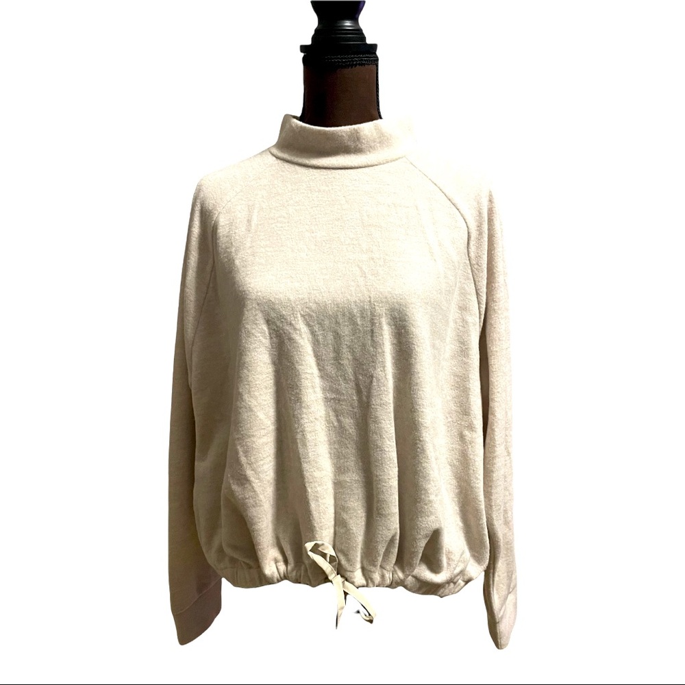 Prologue lightweight cream tie waist mock turtle neck size XL NWT